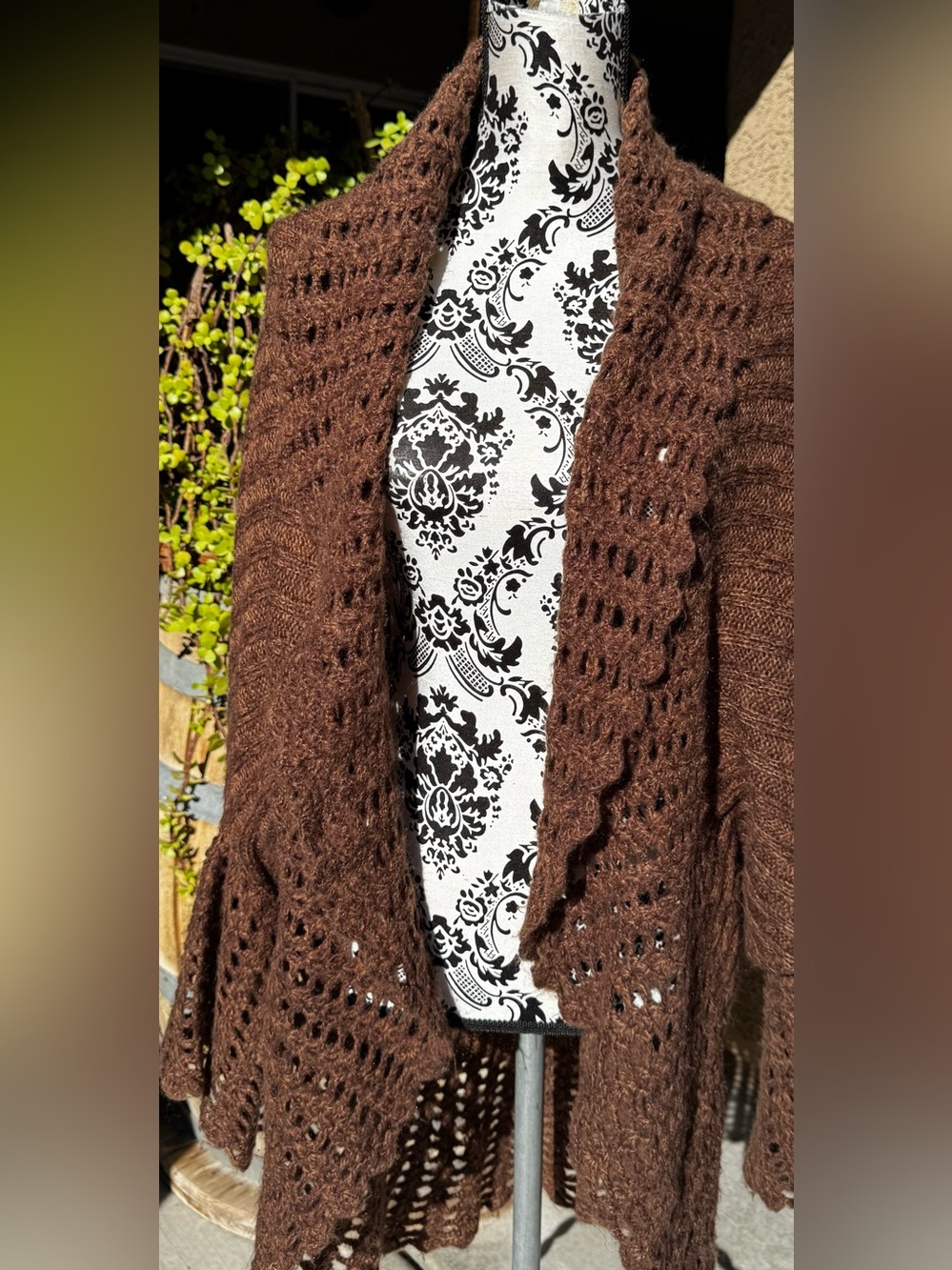 Cozy Open-Knit Brown Women’s Cardigan Sweater